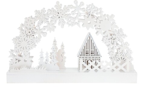 Decoratiune luminoasa candle bridge, 32x5.5x22 cm, 8 led-uri, mdf, alb