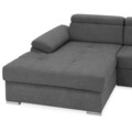 Coltar extensibil stanga cu 3 tetiere si lada, Emily, L.272 l.175, stofa, PRM96 gri inchis
