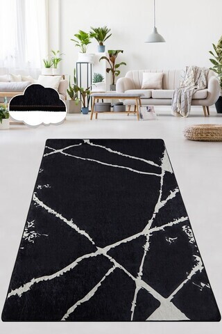 Covor, Broken Black, 120x180 cm, Alb/Negru