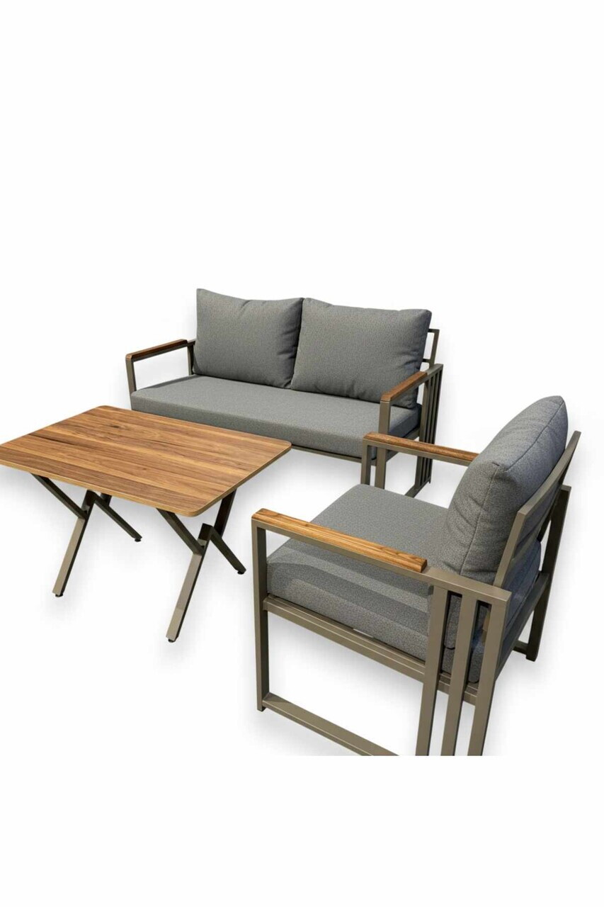 Set mobilier de gradina, Hanah Home, Fatsa 2+1+1, Metal, Gri - view 2