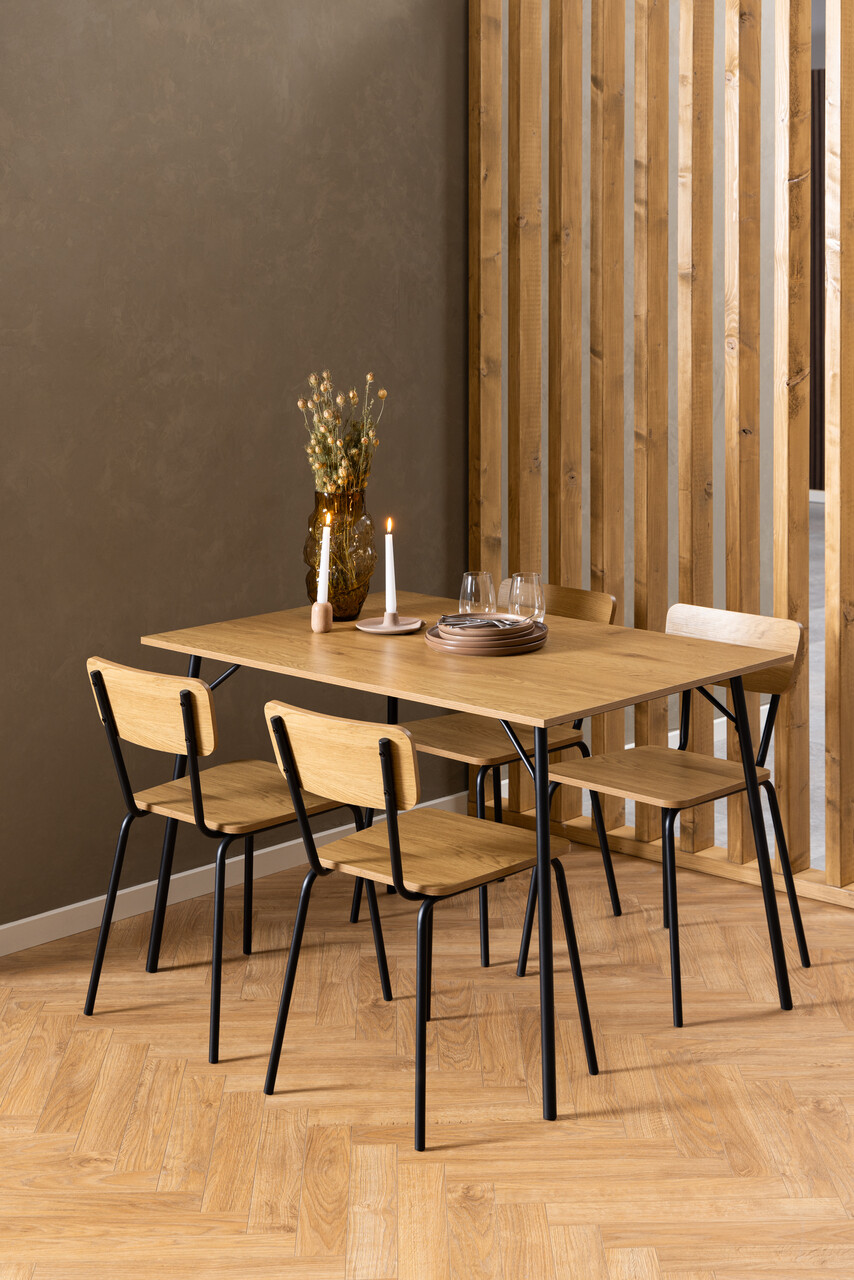 Scaun Peru, Actona, 45.6x52.5x75 cm, otel, stejar salbatic mat - view 6