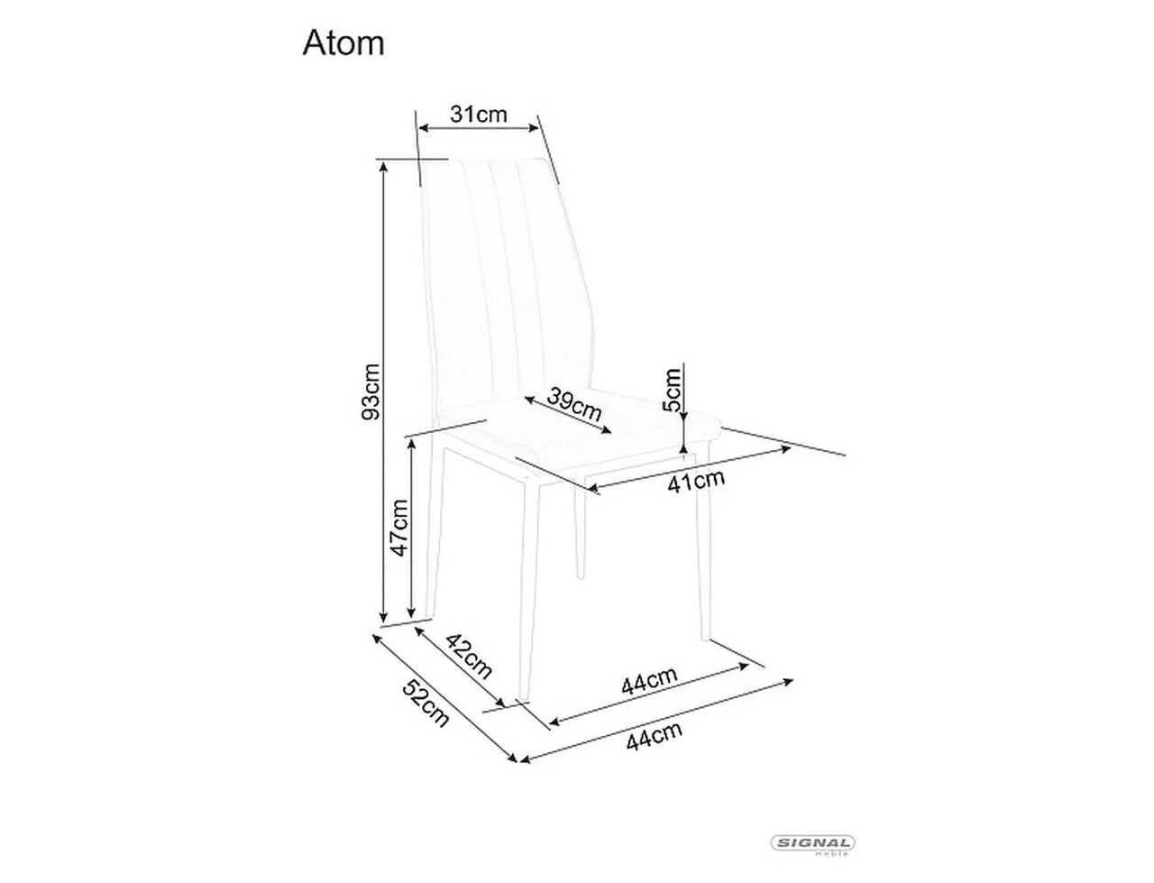 Scaun Atom Velvet, Signal, 44x39x93 cm, catifea/otel, bej/negru