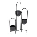Suport pentru 3 ghivece Floero, Homla, 49x14x80 cm, metal, negru