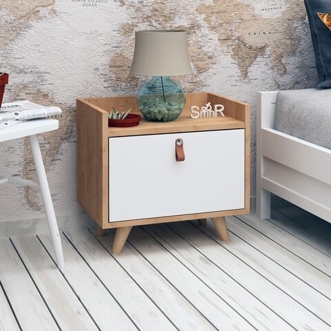 Noptiera Dopo, Mod Design, 50x40x55 cm, alb/maro 50x40x55 imagine 2022
