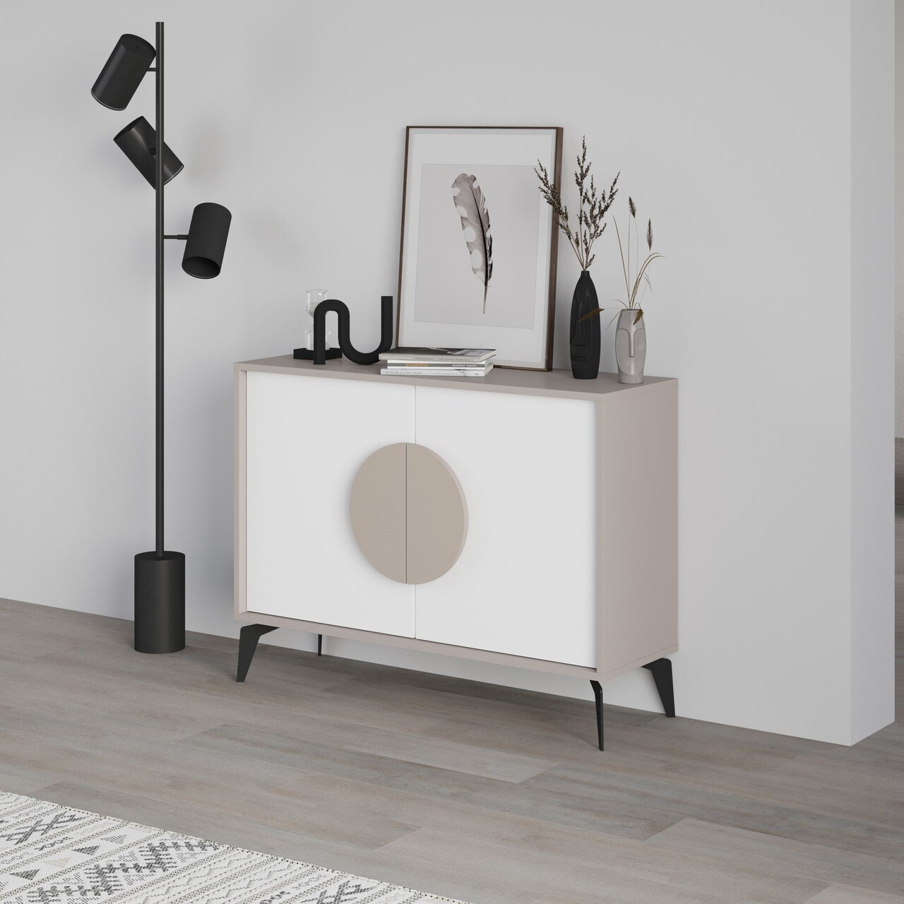 Consola, Hanah Home, Gora 110, 110x82x35.6 cm, Mocha deschis / alb - view 2