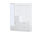 Dulap cu pantofar, cuier si oglinda DD5-W, Locelso, 140x36.8x181.8 cm, PAL, alb