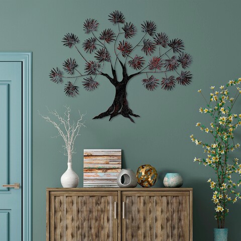 Decoratiune de perete, maple, metal, dimensiune: 115 x 90 cm, roșu/negru