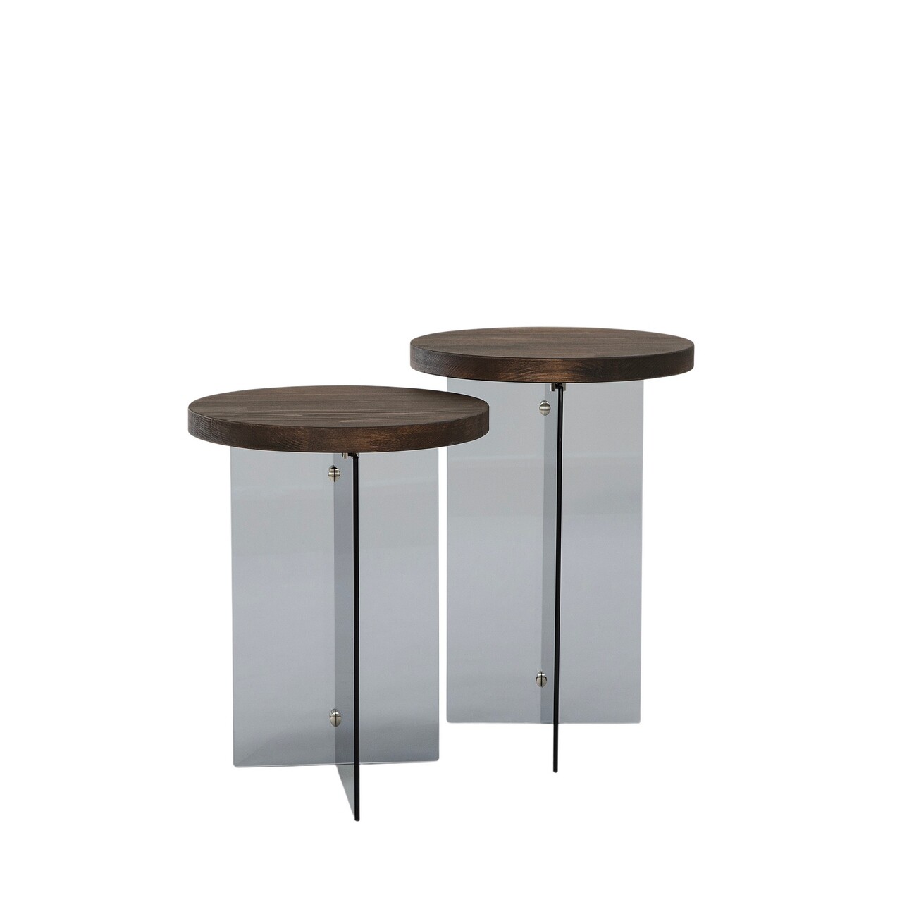 Set masuta de cafea, Neostill, Serenity 2, Sticla temperata, Nuc / Gri închis - 2 | YEO