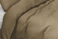 Lenjerie de pat dubla Hotel Linnen Taupe, Primaviera Deluxe, 3 piese, 200x220/260 cm, bumbac satinat, maro