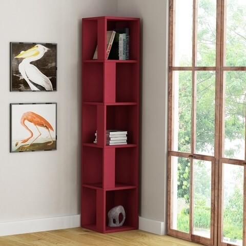 Biblioteca Piano, Decortie, 34x34x161 cm, visiniu