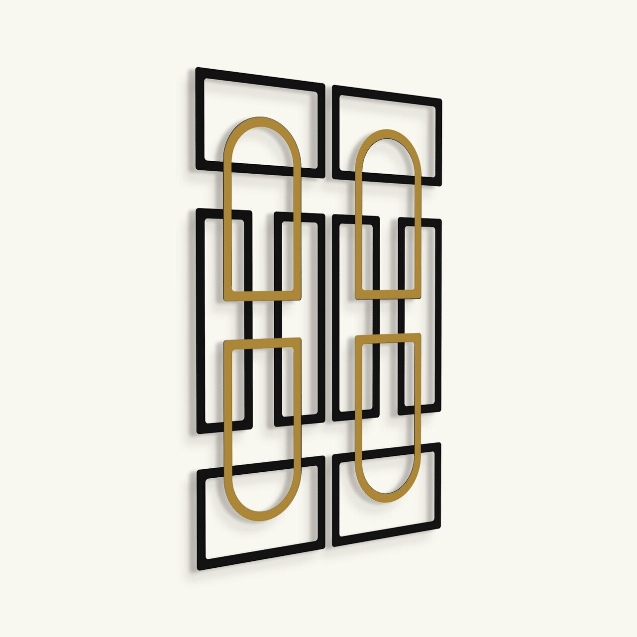 Set de accesorii decorative de perete din metal, Echo Forms 2'li Set, Dimensiune: 24 x 74 cm (2 bucăți), Aur/Negru — imaginea 5