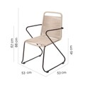 Scaun pentru gradina Antea, 53 x 53 x 88 cm, otel/sfoara, grej/negru