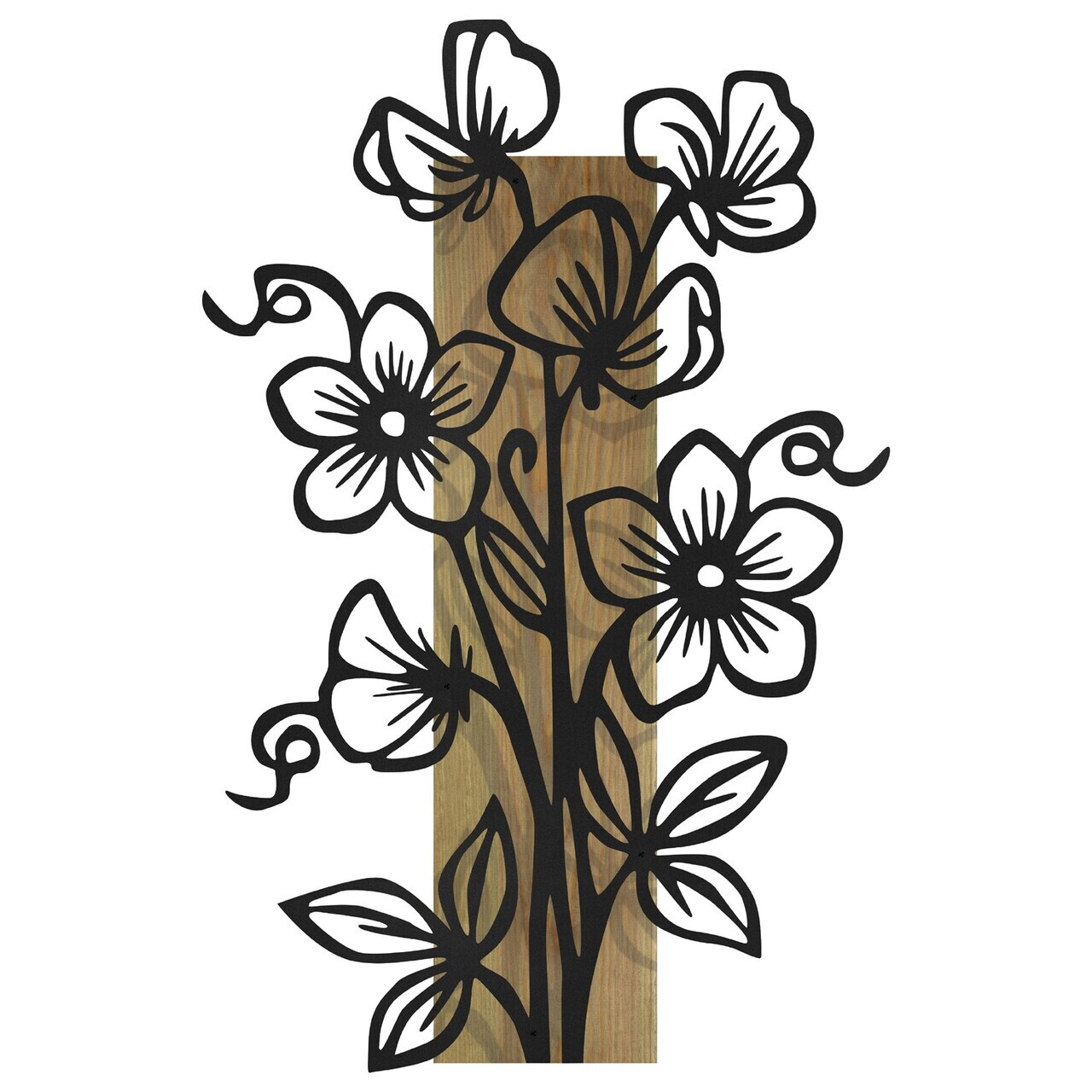 Decoratiune de perete, Fleuria, Cadru: Lemn (Grosime: 2 cm), Verde/Negru — imaginea 7