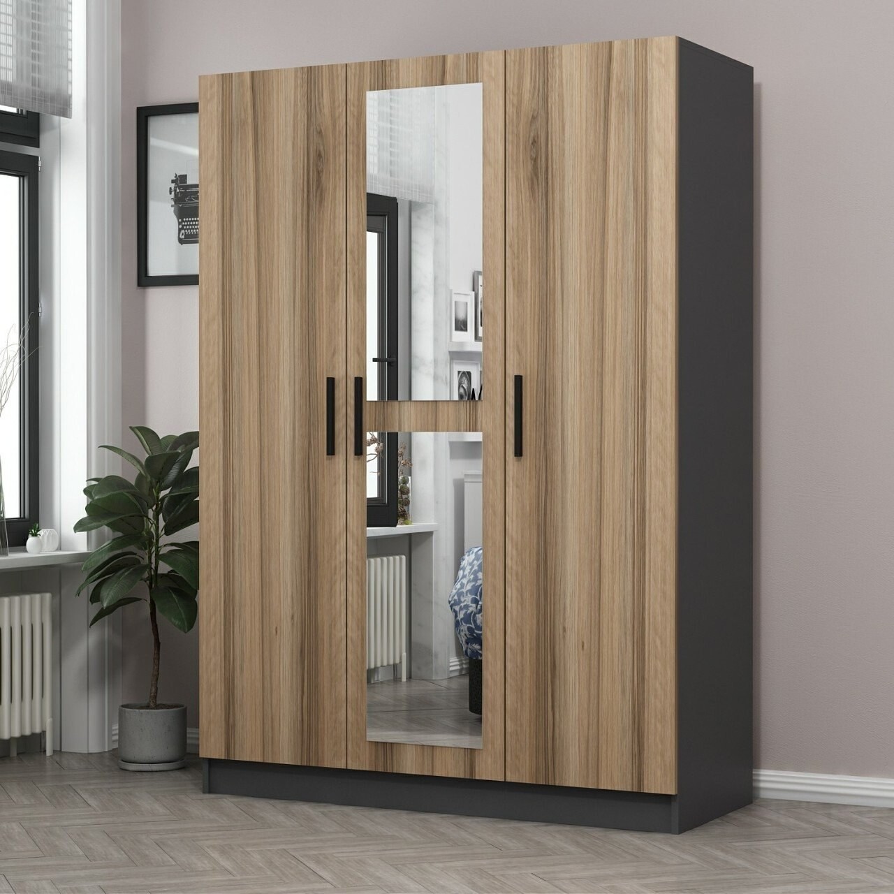 Dulap pentru haine, Minerva, Kale Oak, 135x190x52 cm, PAL, Stejar - 1 | YEO