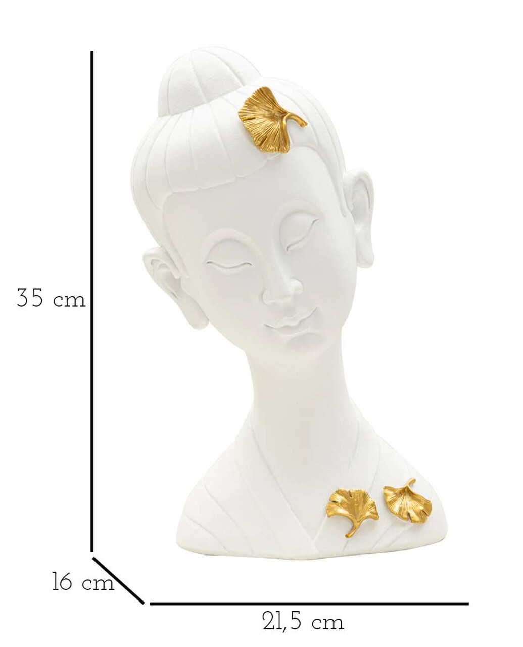 Figurina /sculptura decorativa  Buddha -A, Mauro Ferretti, 21.5x16x35 cm, polirasina, alb/auriu - 1 | YEO