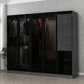 Dulap pentru haine, Minerva, Kale, 225x210x52 cm, PAL, Antracit / Negru
