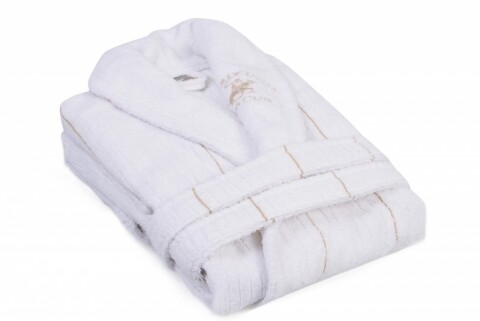 Halat de baie unisex, beverly hills polo club, 100% bumbac, m/l, white/beige