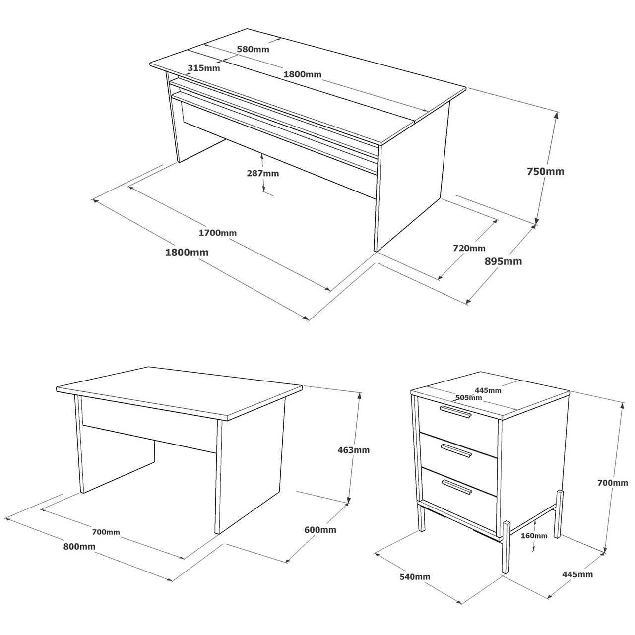 Set mobilier de birou, Locelso, VS7, Maro / Gri / Antracit