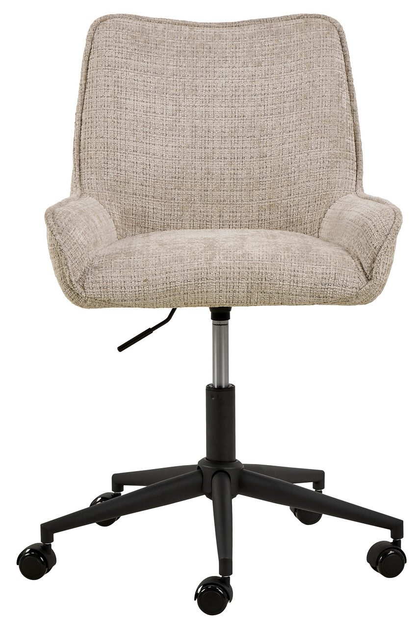 Scaun de birou Eddie, Actona, 57x59.5x90.5 cm, rotativ, tesatura Chenille/otel, bej - view 7