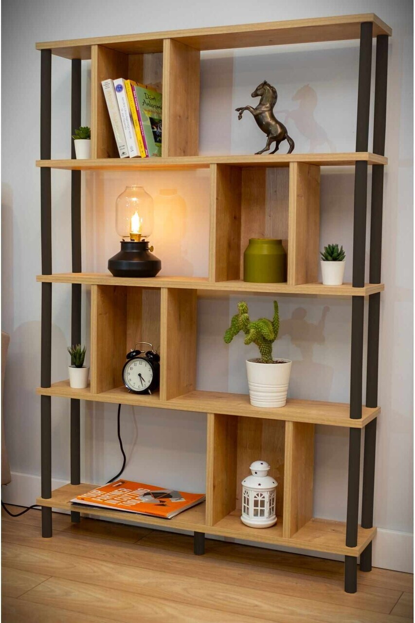 Corp biblioteca Hanah Home Peka-0045 90x137x20 cm PAL Stejar / Negru