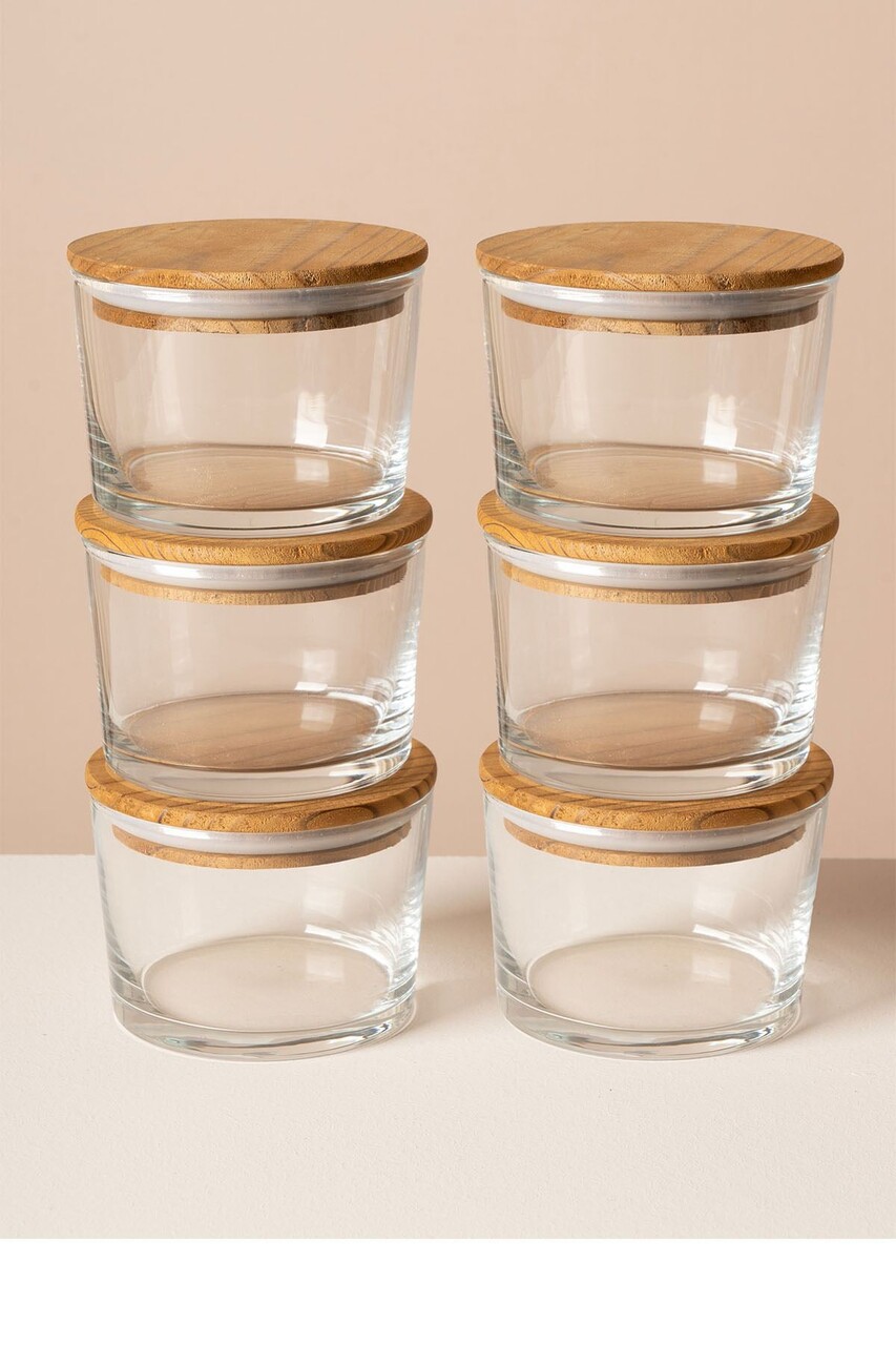 Set recipiente depozitare, Hermia, 409PBH1412, Capac din bambus: (6 bucăți), Transparent - imagine 2