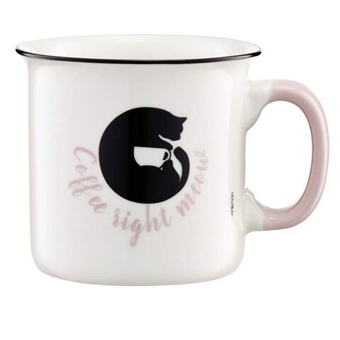 Cana adventure coffee right meow, ambition, 510 ml, portelan, alb
