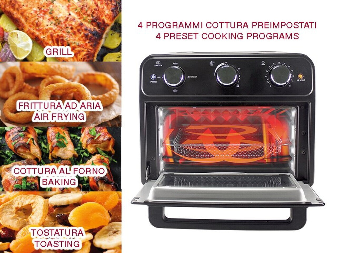 Cuptor multifunctional cu friteuza cu aer cald Beper, 41x35x39 cm, 1800W, 24L, metal/inox/sticla, negru - view 5