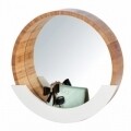 Oglinda de perete cu spatiu de depozitare, Wenko Finja, 38 x 39 cm, bambus/MDF, natur/alb