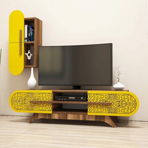 Comoda tv, hommy craft, defne, 145x37x35 cm, nuc / galben