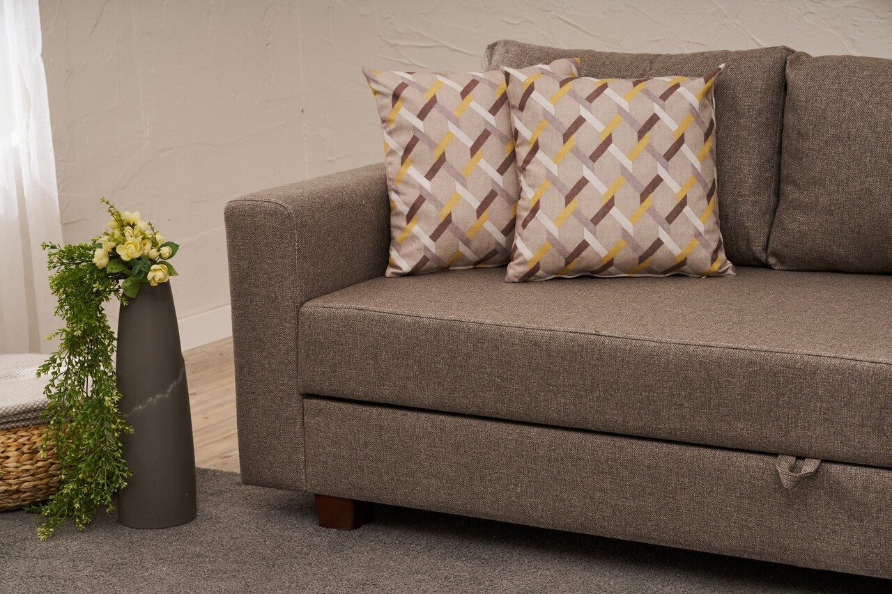 Canapea extensibila cu 3 locuri, Balcab Home, 825BLC5250, Cadru: LEMN/MDF/PLA, Maro - 2 | YEO