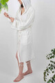 Halat de baie pentru femeie, Irya Home, Meltem, Bumbac, Coral/Alb