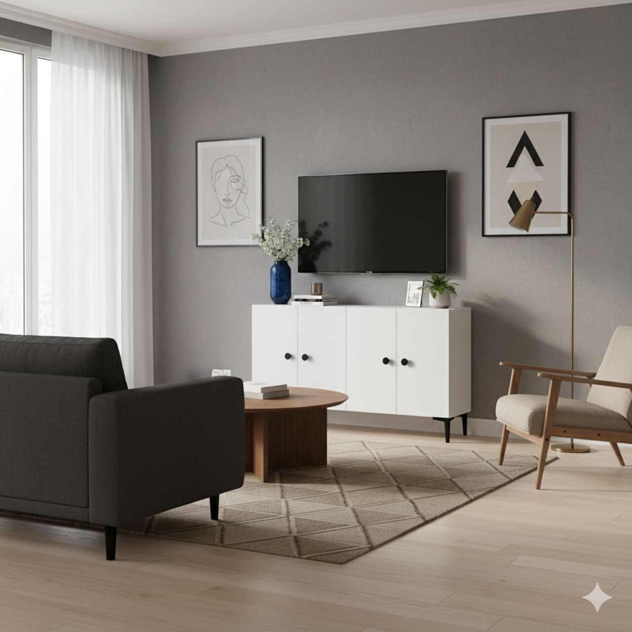 Consola, Hanah Home, Pella 120, 120x75x32 cm, Alb - view 4