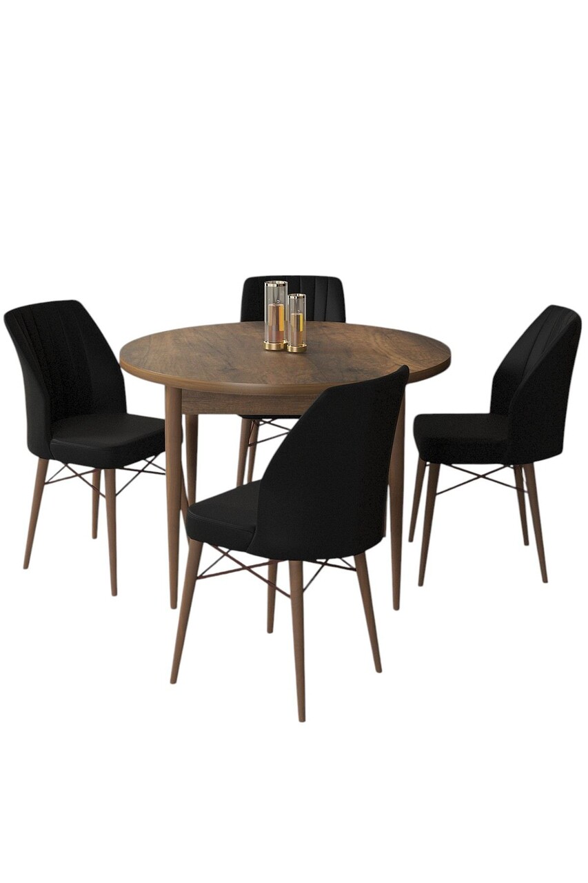 Set masă și scaune (5 bucăți), Hanah Home, Rox, Baroc / Negru - view 2