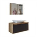 Set Dulap de Baie cu Chiuvetă și Oglindă (2 Piese), Hanah Home, 1709, MDF-LAM, Pin Atlantic / Antracit
