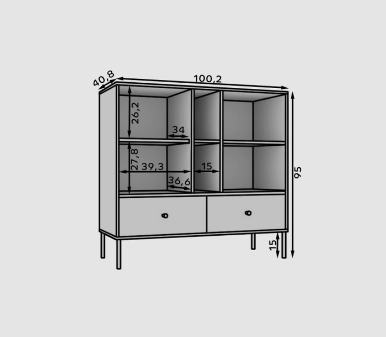Comoda ADRK, Tili 2D 2S 2P, 100.2x40.8x95 cm, PAL laminat, negru — imaginea 7