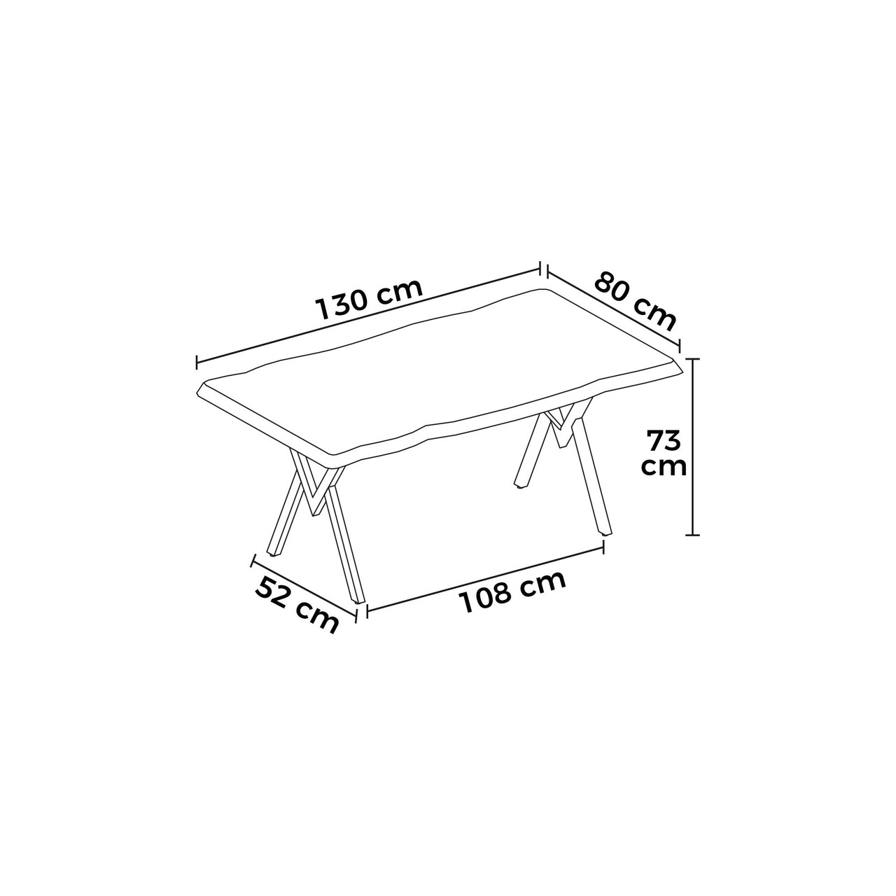 Masa, Hanah Home, Akort, 130x73x80 cm, Pin Atlantic / Maro - view 3