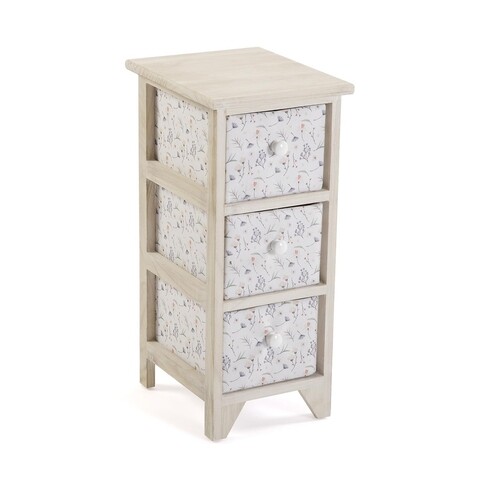 Organizator baie cu 3 cosuri Lili Flowers, Versa, 30 x 25 x 56 cm, MDF Mobilier Baie