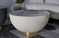 Masuta de cafea Elge, Mauro Ferretti, 71x71x38 cm, fier/ceramica, crem/auriu
