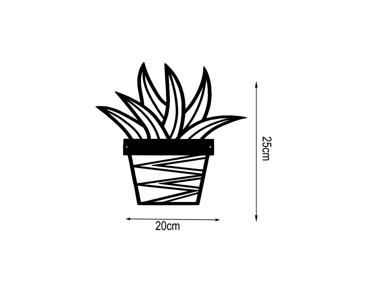 Decoratiune de perete, Cactus 2, Metal, Dimensiune: 20 x 25 cm, Negru