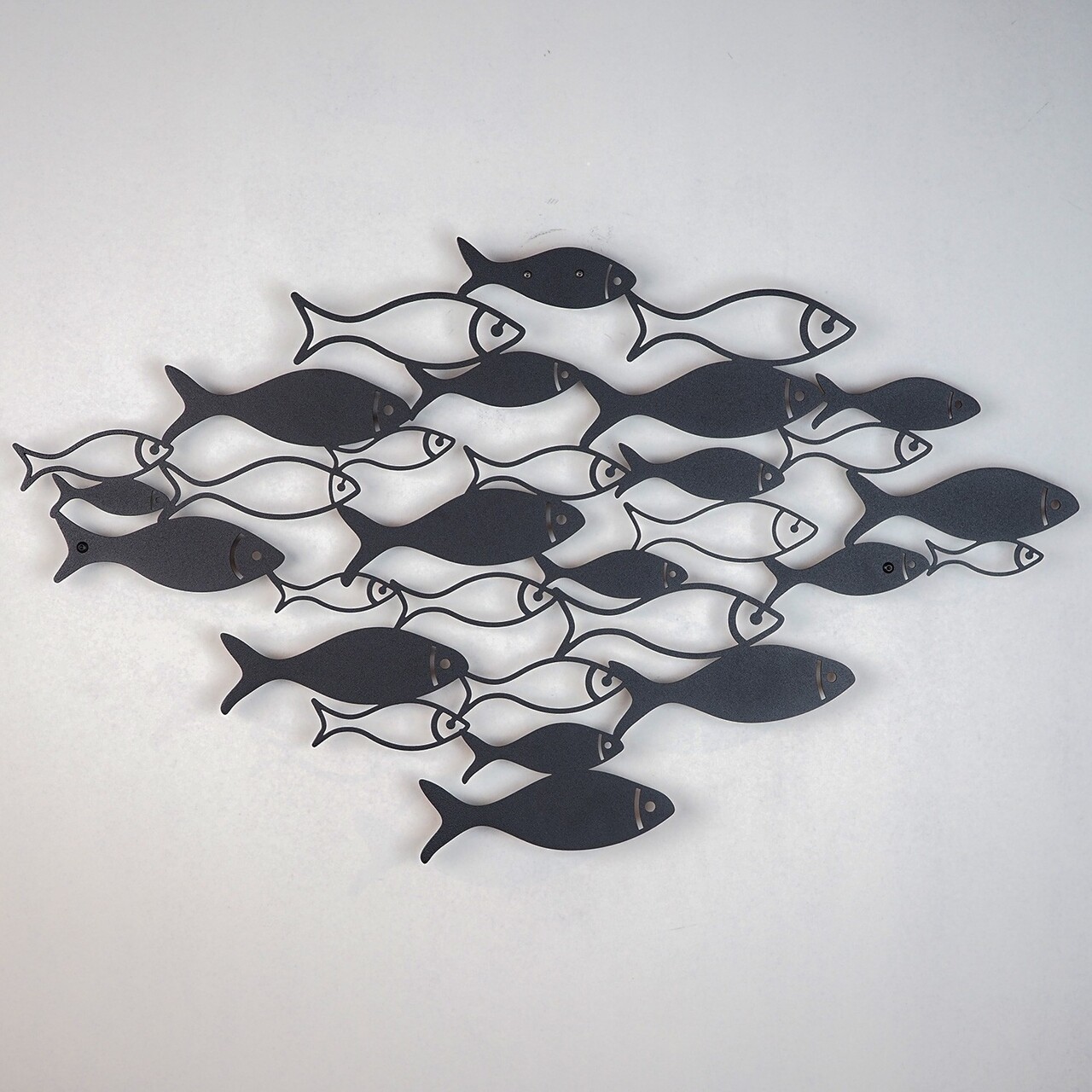 Decoratiune de perete, Fish Swarm, Dimensiune: 41 x 70 cm (1 bucată), Negru - view 2