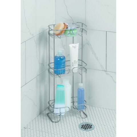 Etajera pentru baie neo, idesign, 3 rafturi, 25.5x16.5x67 cm, otel, argintiu