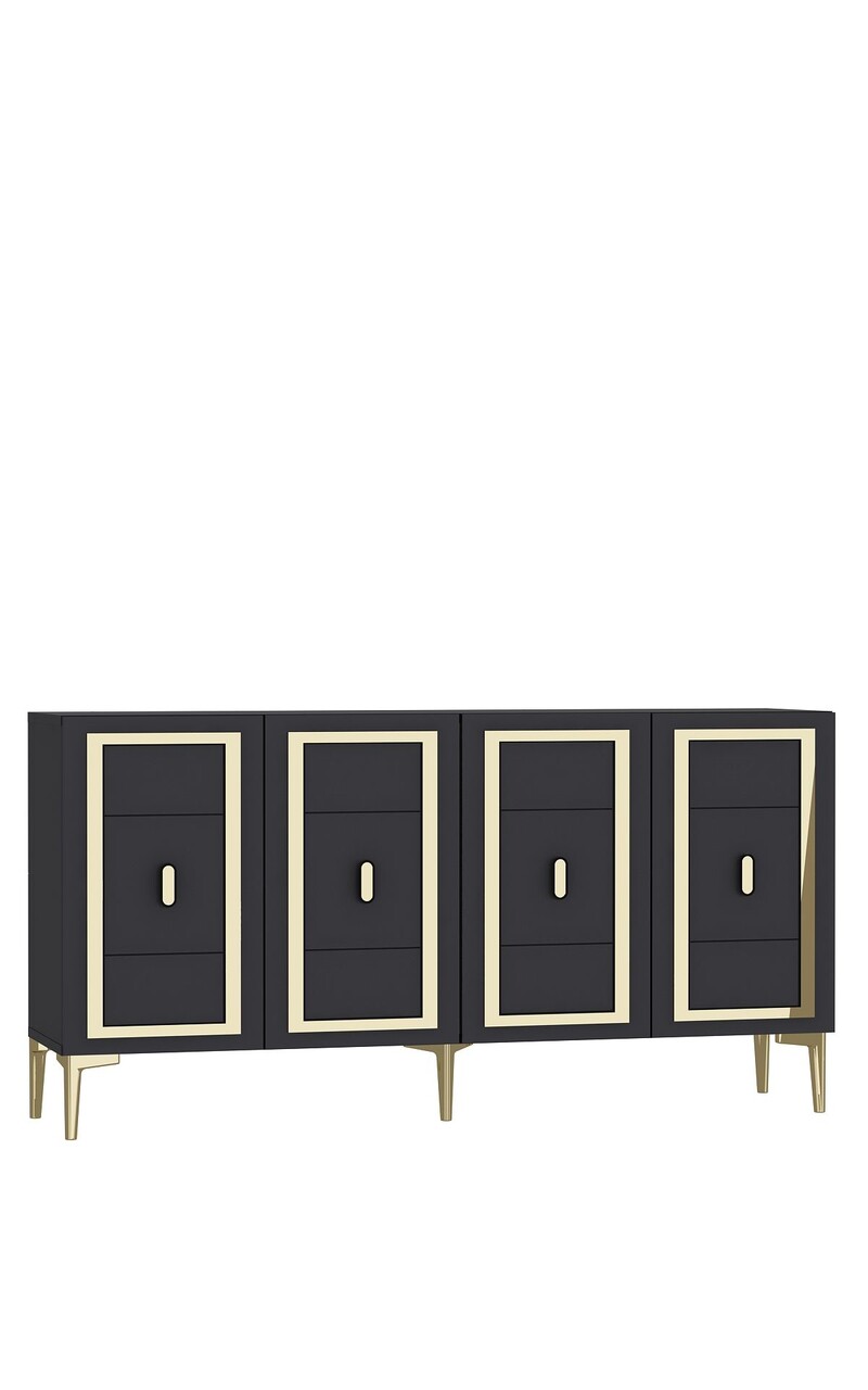 Consola, Hanah Home, Orion, 150x75x35 cm, PAL , Antracit / Aur - view 4