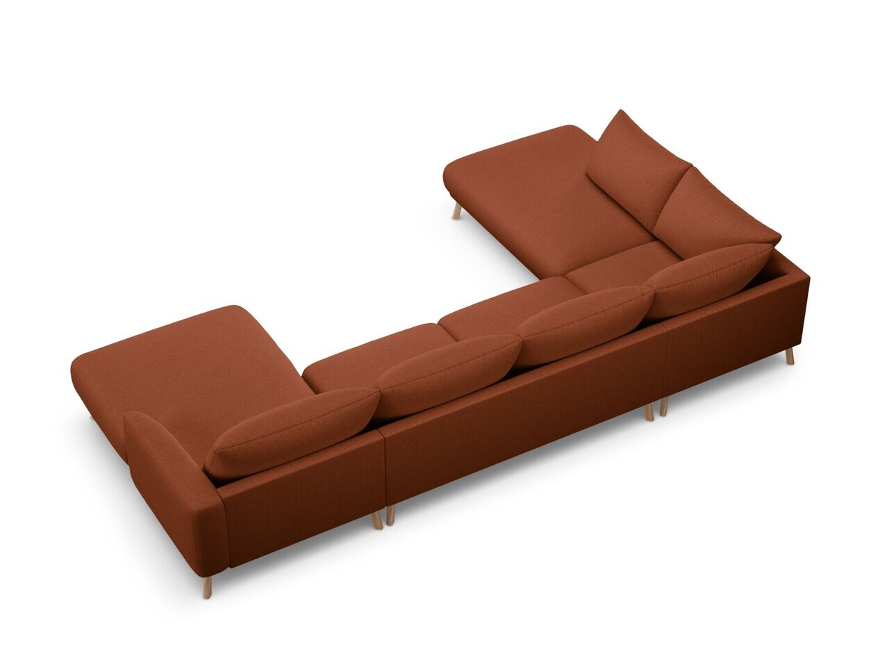 Coltar panoramic stanga 6 locuri, Naomi, Micadoni Home, 365x235x75 cm, tesatura structurata, caramiziu — imaginea 4