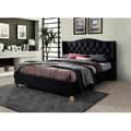 Pat matrimonial tapitat, cu tablie Aspen Velvet, Signal, 160x200 cm, catifea, negru