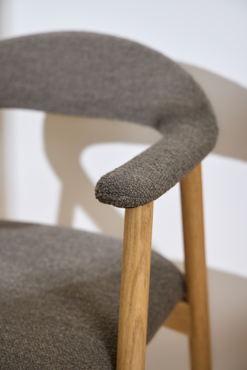 Scaun Addi, Actona, 56x54x75.5 cm, tesatura Boucle/lemn de stejar, grej - view 5