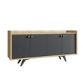 Consola, Mod Design, Piran, 150x75x40 cm, Antracit / Stejar