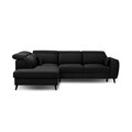 Coltar extensibil stanga 4 locuri ELTAP, LT-10SAV, Noble, 255x201x100 cm, lemn/poliester, negru
