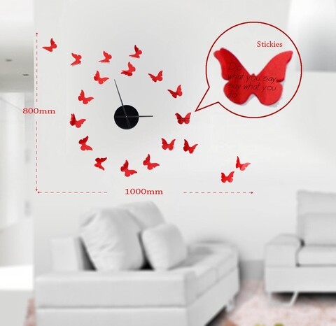 Sticker decorativ cu ceas Butterflies, Mauro Ferretti, 100×80 cm, plastic Mauro Ferretti imagine noua 2022