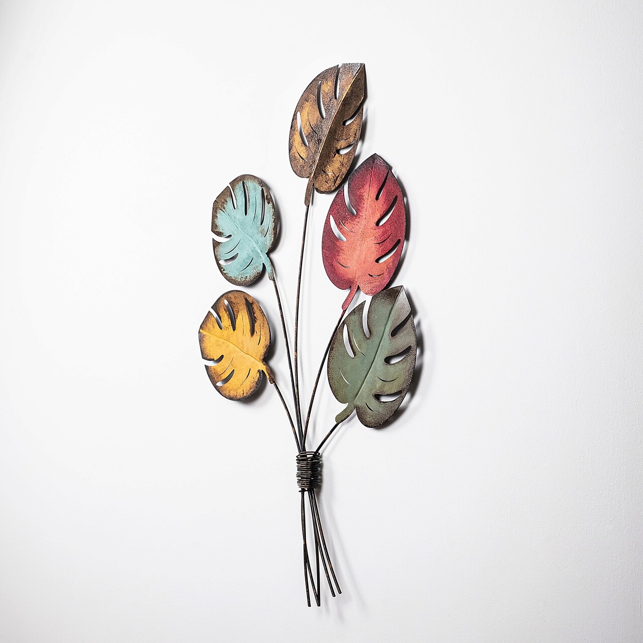 Decoratiune de perete, Monstera, Dimensiune: 67 x 100 x 4 cm, Multicolor - imagine 6