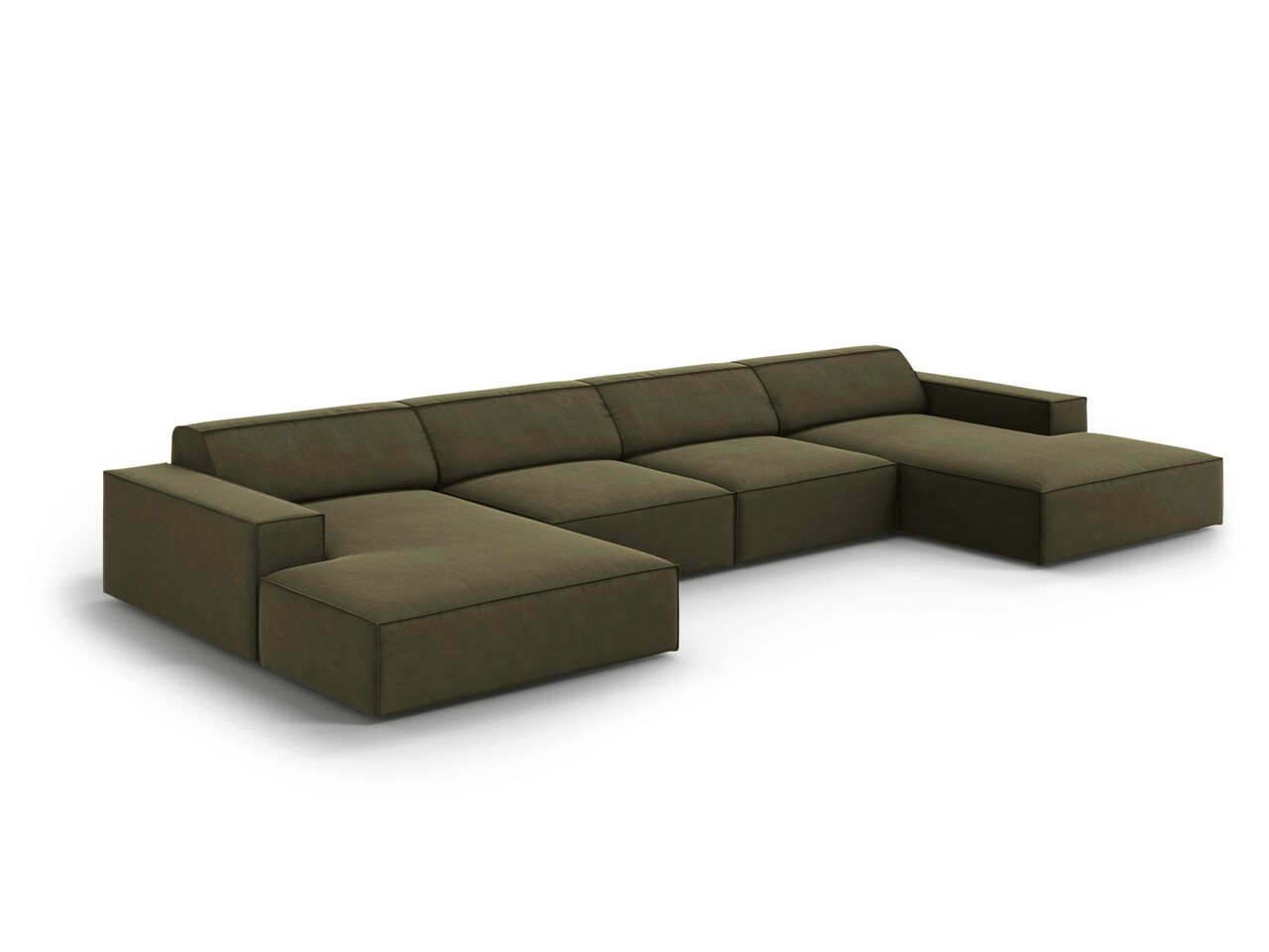 Canapea panoramica 6 locuri, Jodie, Micadoni Home, BL, 364x166x70 cm, catifea, verde - 1 | YEO